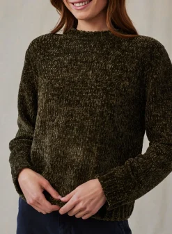 Bella Dahl Crew Neck Chenille Sweater- Italian Herb- Sweaters