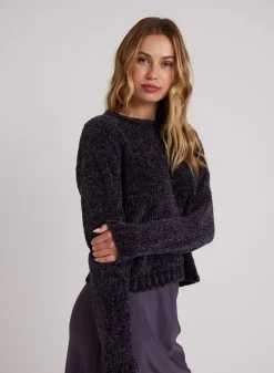 Bella Dahl Crew Neck Chenille Sweater - Galaxy Smoke- Sweaters