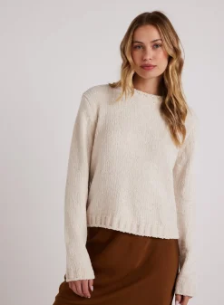 Bella Dahl Crew Neck Chenille Sweater- Opal Ivory- Seasonal Essentials