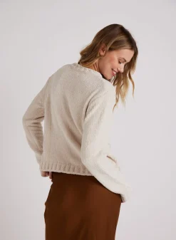 Bella Dahl Crew Neck Chenille Sweater- Opal Ivory- Seasonal Essentials