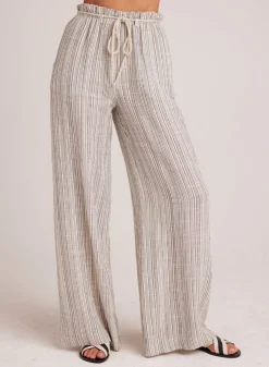Bella Dahl Drawcord Wide Leg Pant - Eze Slub Stripe- Pants