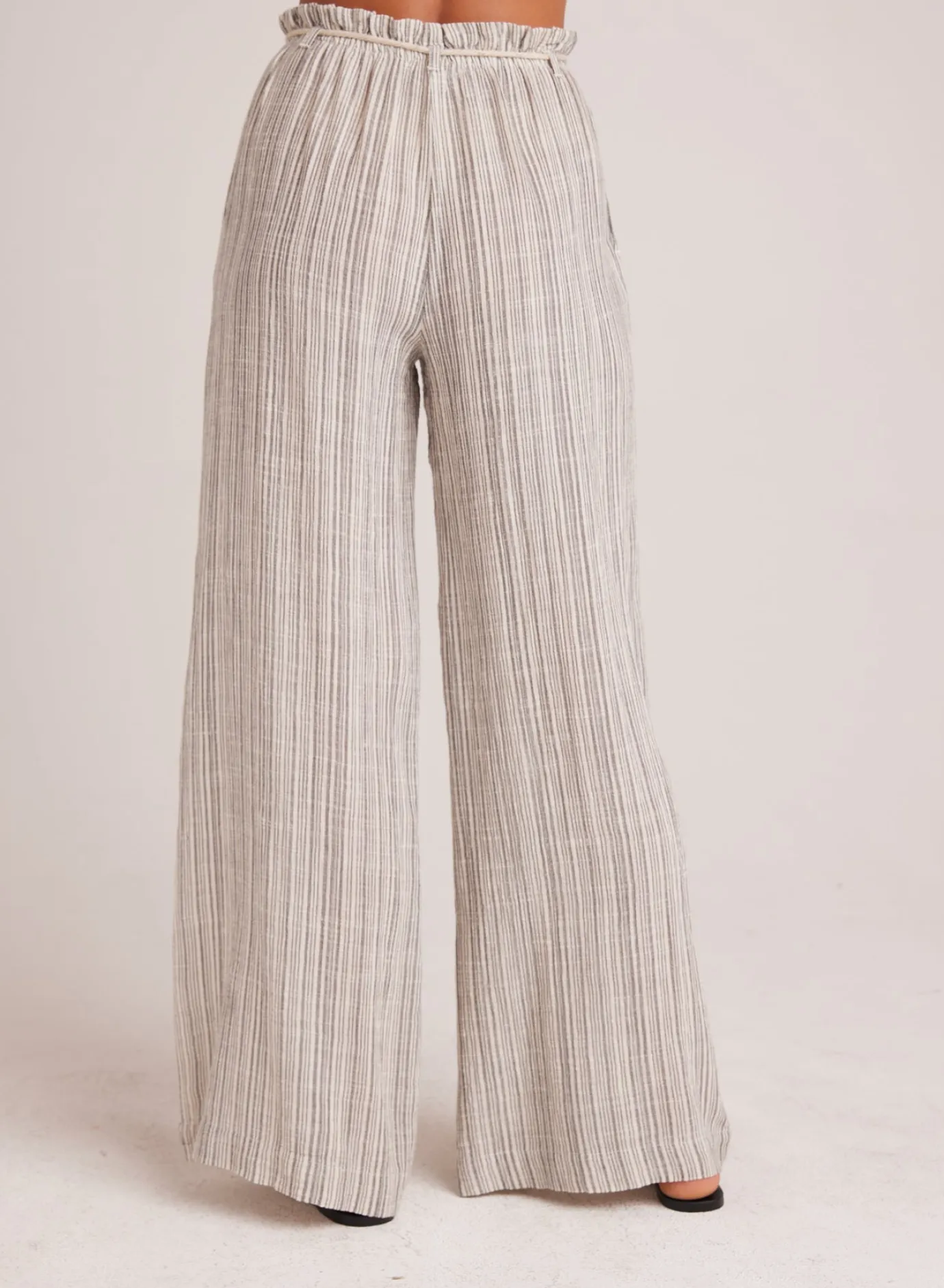 Bella Dahl Drawcord Wide Leg Pant - Eze Slub Stripe- Pants