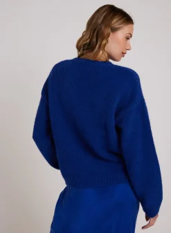 Bella Dahl Drop Shoulder Fuzzy Chenille Sweater - Rich Cobalt- Sweaters