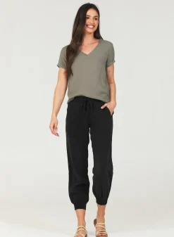 Bella Dahl Easy Drawstring Jogger - Vintage Black- Essentials Bottoms