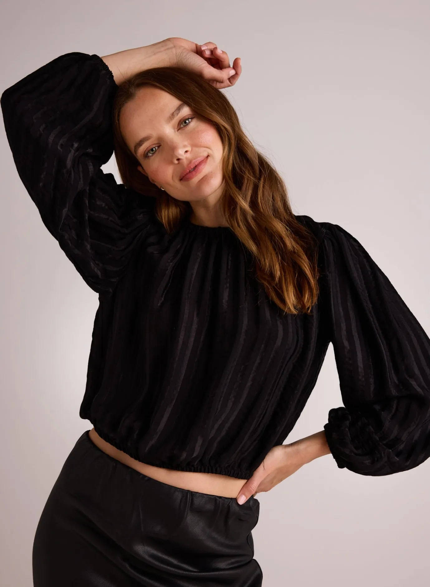 Bella Dahl Elastic Shirred Top - - Long Sleeve