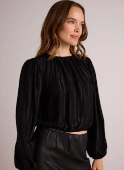 Bella Dahl Elastic Shirred Top - - Long Sleeve