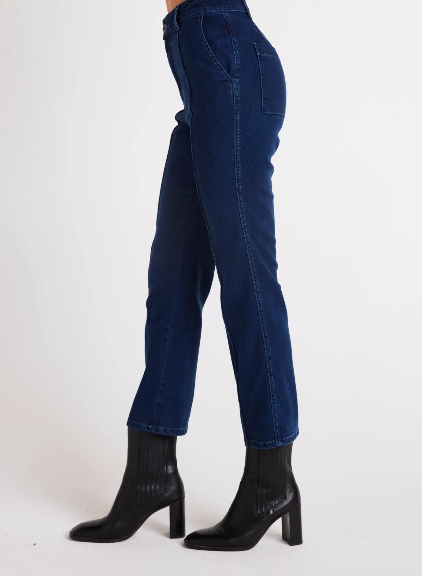 Bella Dahl Fiona Pintuck Straight Crop - Indigo Twilight Wash- Pants