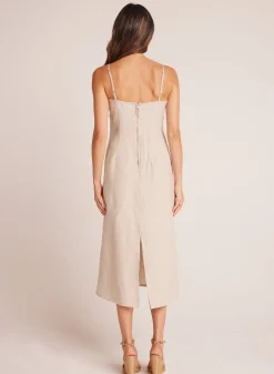 Bella Dahl Fitted Cami Midi Dress - Linen Sand- Long Dresses