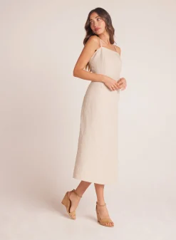 Bella Dahl Fitted Cami Midi Dress - Linen Sand- Long Dresses