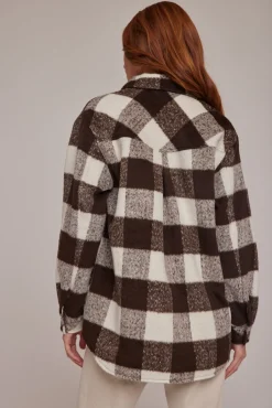 Bella Dahl Flap Pocket Shacket - Dark Cocoa Check- Outerwear
