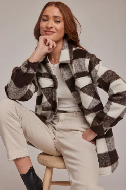 Bella Dahl Flap Pocket Shacket - Dark Cocoa Check- Outerwear