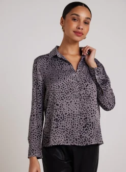 Bella Dahl Flowy Hem Button Down - Onyx Steel- Long Sleeve