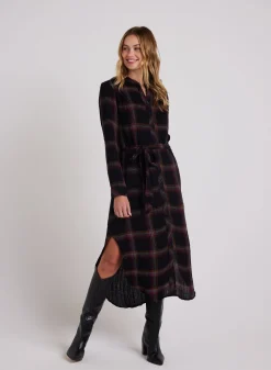 Bella Dahl Flowy Hem Maxi Dress - Autumn Sunset Plaid- Long Dresses
