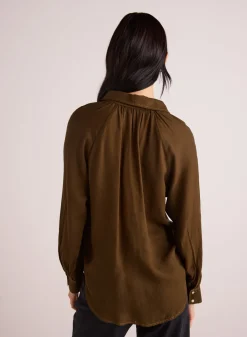 Bella Dahl Flowy Raglan Sleeve Shirt - Golden Army- Long Sleeve