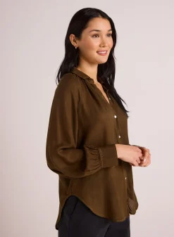 Bella Dahl Flowy Raglan Sleeve Shirt - Golden Army- Long Sleeve