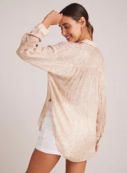 Bella Dahl Flowy Shirt - Salvador Sand Print- Long Sleeve