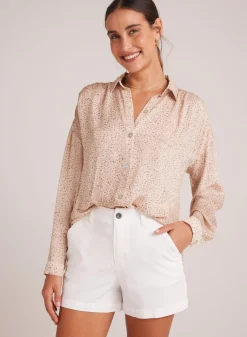 Bella Dahl Flowy Shirt - Salvador Sand Print- Button Down
