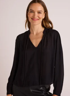 Bella Dahl Flowy Tie Neck Pullover - - Long Sleeve