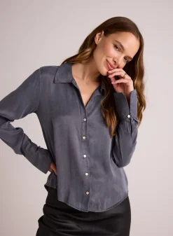 Bella Dahl Flowy Wide Collar Button Down - Slate Stone- Button Down