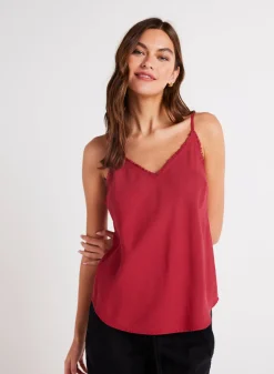 Bella Dahl Frayed Cami - Ruby Red- Essentials Tops