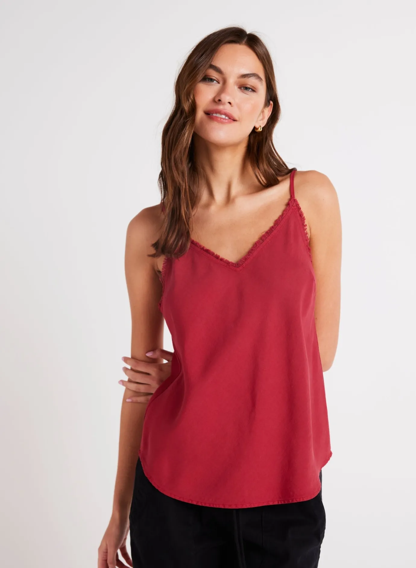 Bella Dahl Frayed Cami - Ruby Red- Essentials Tops