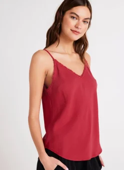 Bella Dahl Frayed Cami - Ruby Red- Essentials Tops