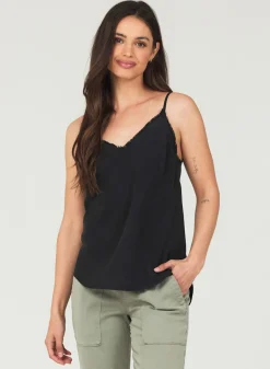 Bella Dahl Frayed Tencel Cami - Vintage Black- Sleeveless