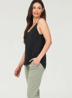 Bella Dahl Frayed Tencel Cami - Vintage Black- Sleeveless