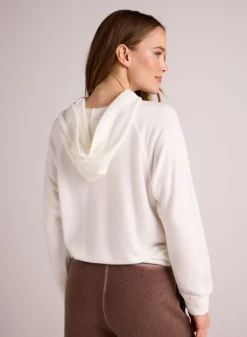 Bella Dahl French Terry Raglan Hoodie Sweatshirt - Winter White- Sweaters