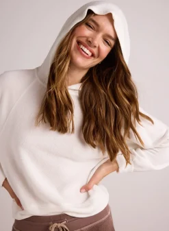 Bella Dahl French Terry Raglan Hoodie Sweatshirt - Winter White- Sweaters
