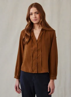 Bella Dahl Full Sleeve Raglan Button Down - Twilight Gold- Seasonal Essentials
