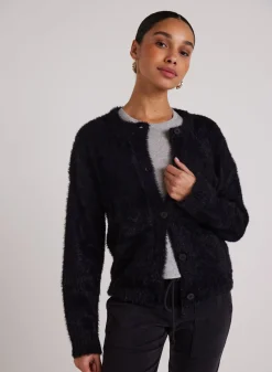 Bella Dahl Fuzzy Crew Neck Cardigan - - Sweaters