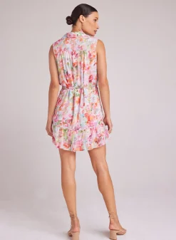 Bella Dahl Gathered Ruffle Shirt Dress - Ipanema Floral Print- Short Dresses