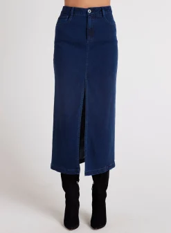 Bella Dahl Gia Front Slit Maxi Skirt - Indigo Twilight Wash- Skirts