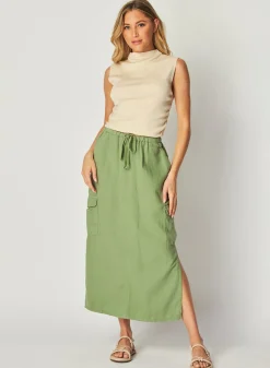 Bella Dahl Goldie Bellow Pocket Cargo Skirt - Lush Foliage- Skirts
