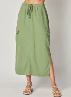 Bella Dahl Goldie Bellow Pocket Cargo Skirt - Lush Foliage- Skirts
