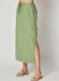 Bella Dahl Goldie Bellow Pocket Cargo Skirt - Lush Foliage- Skirts