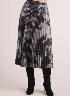 Bella Dahl Hand Pleated Midi Skirt - Silver Dye Print- Skirts