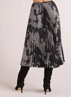 Bella Dahl Hand Pleated Midi Skirt - Silver Dye Print- Skirts
