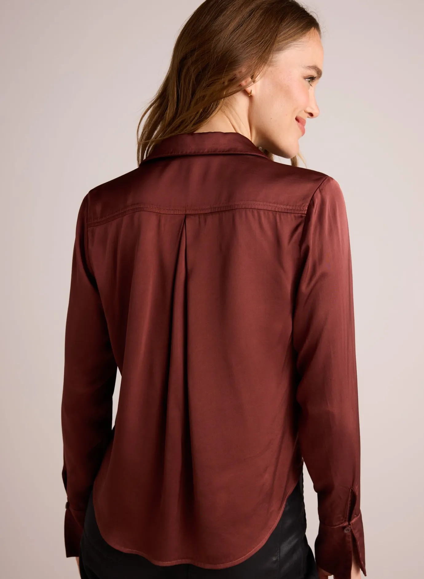 Bella Dahl High Low Hem Shirt - Brandy Wine- Button Down