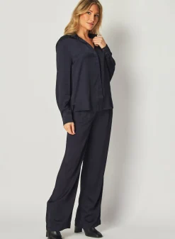 Bella Dahl High Low Hem Shirt - Navy Eclipse- Button Down