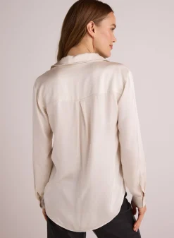 Bella Dahl High Low Hem Shirt - Winter White- Long Sleeve