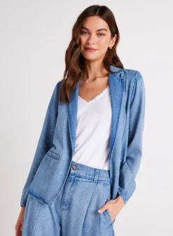 Bella Dahl Jagger Easy Longline Blazer - Vintage Horizon Wash- Outerwear