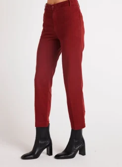 Bella Dahl Jess Crease Line Trouser - Red Mahogany- Pants