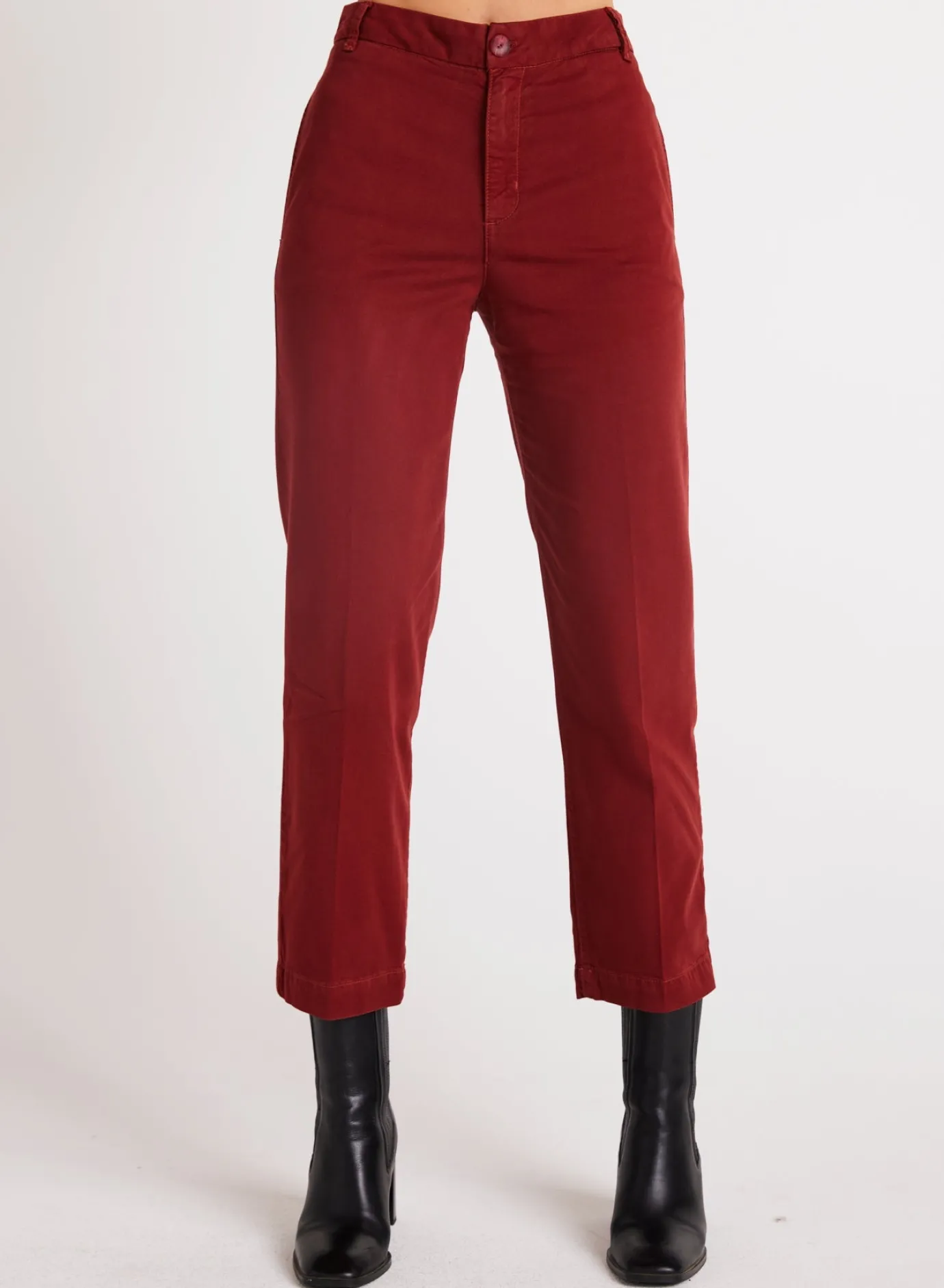 Bella Dahl Jess Crease Line Trouser - Red Mahogany- Pants