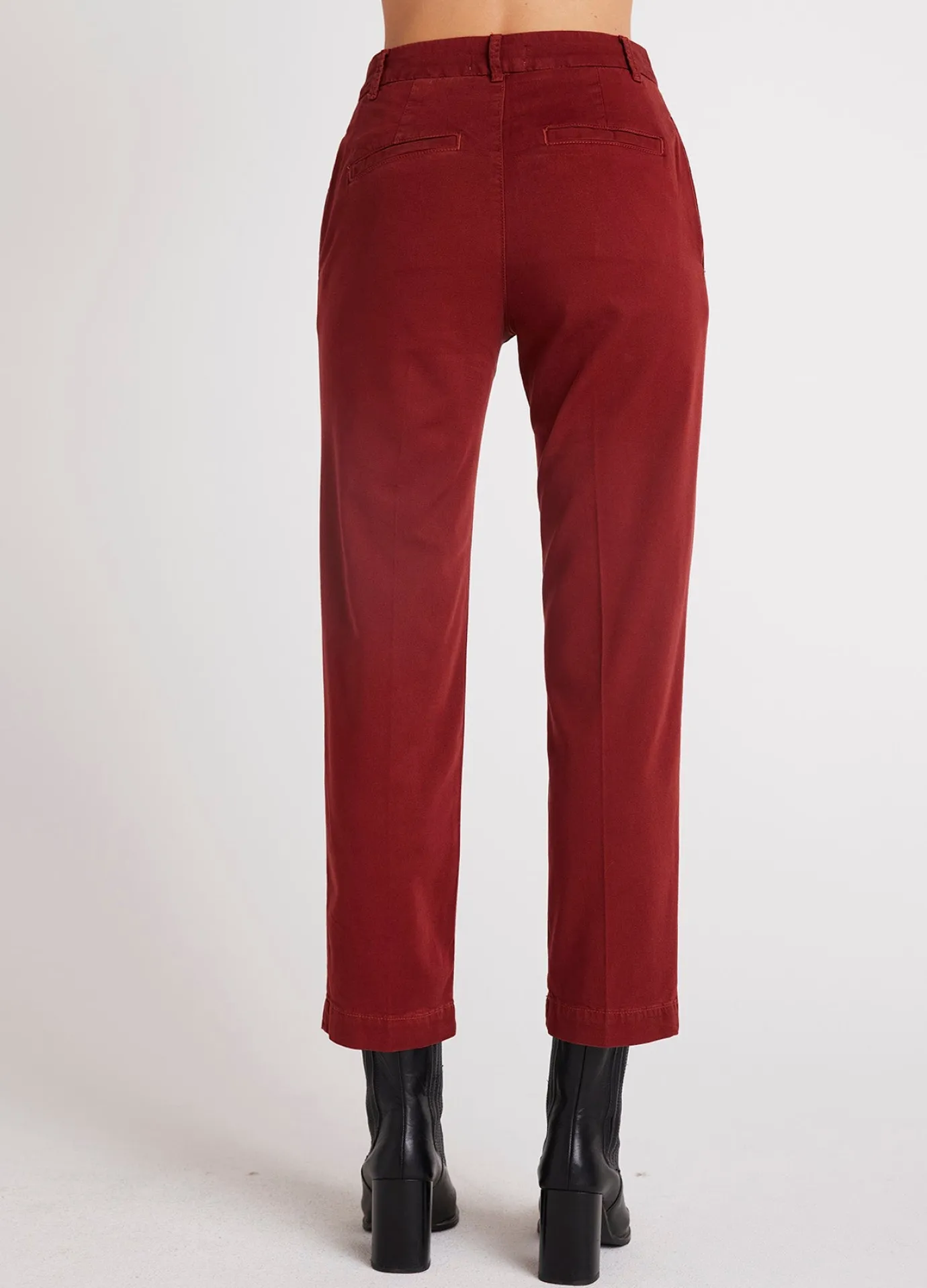 Bella Dahl Jess Crease Line Trouser - Red Mahogany- Pants