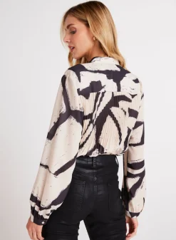 Bella Dahl Knife Pleat Button Down - Ivory Mosaic Print- Button Down