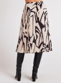 Bella Dahl Knife Pleat Midi Skirt - Ivory Mosaic Print- Skirts