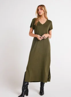 Bella Dahl Knit V-Neck Maxi Dress - Italian Herb- Seasonal Essentials