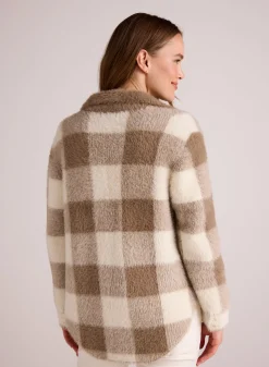 Bella Dahl Knitted Fuzzy Shacket - Ivory & Fawn- Outerwear